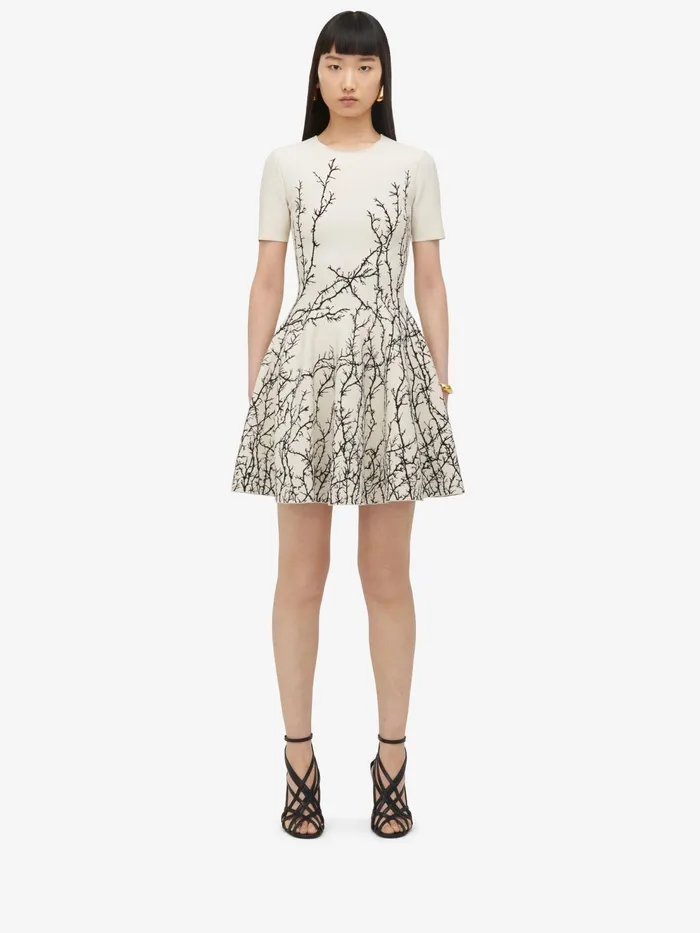 Women Knitwear Alexander McQueen Thorn Branches Mini Dress Ivoryblack