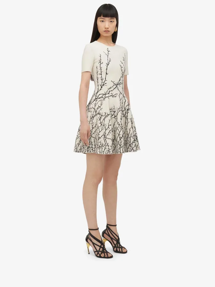 Women Knitwear Alexander McQueen Thorn Branches Mini Dress Ivoryblack