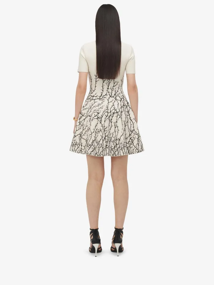 Women Knitwear Alexander McQueen Thorn Branches Mini Dress Ivoryblack