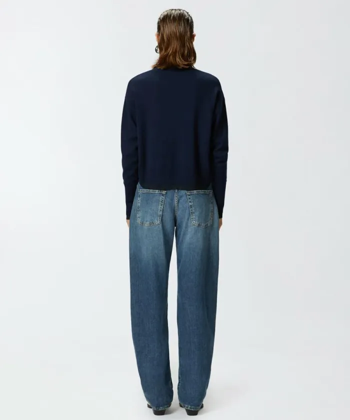 Women Knitwear Pinko Cashmereblend Turtleneck With Metallic Cuffs Dark Navy Blue Women Knitwear Pinko Cashmereblend Turtleneck With Metallic Cuffs Dark Navy Blue