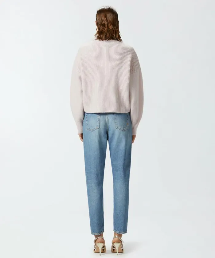 Women Knitwear Pinko Ribbed Jumper With Zip Neck Smoky Pink