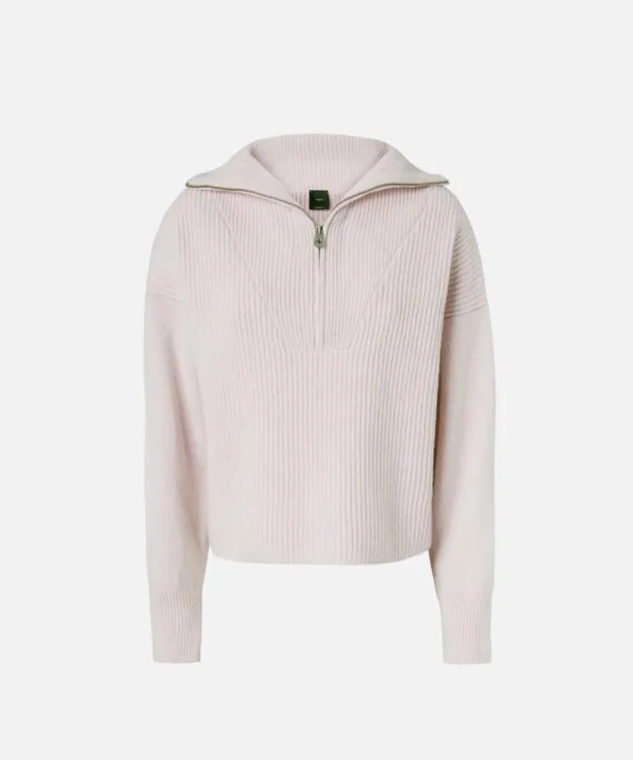 Women Knitwear Pinko Ribbed Jumper With Zip Neck Smoky Pink
