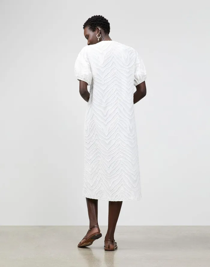 Women Lafayette 148 New York Dresses Ida Dress In Refined Italian Zebra Jacquard White
