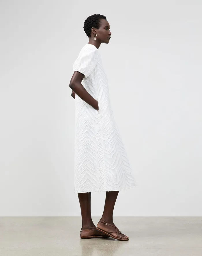 Women Lafayette 148 New York Dresses Ida Dress In Refined Italian Zebra Jacquard White
