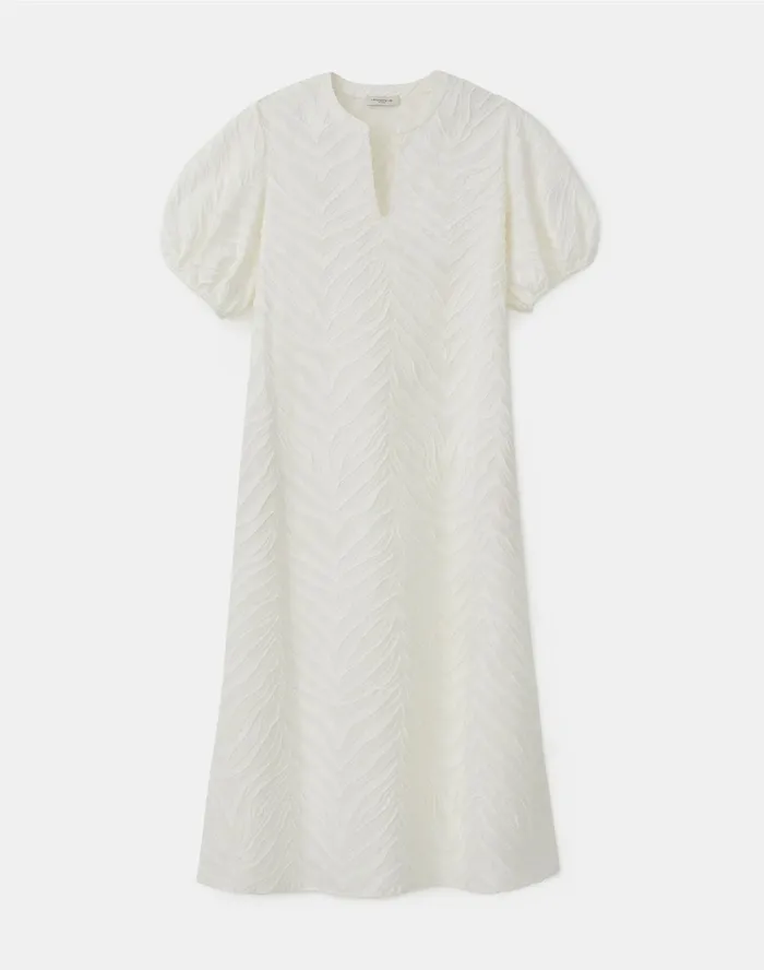 Women Lafayette 148 New York Dresses Ida Dress In Refined Italian Zebra Jacquard White