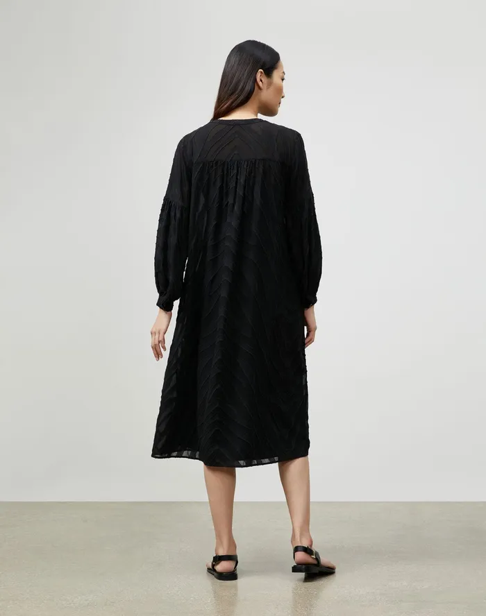 Women Lafayette 148 New York Dresses Maylin Dress In Refined Italian Zevron Jacquard Black