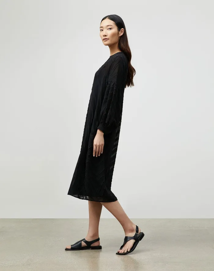 Women Lafayette 148 New York Dresses Maylin Dress In Refined Italian Zevron Jacquard Black