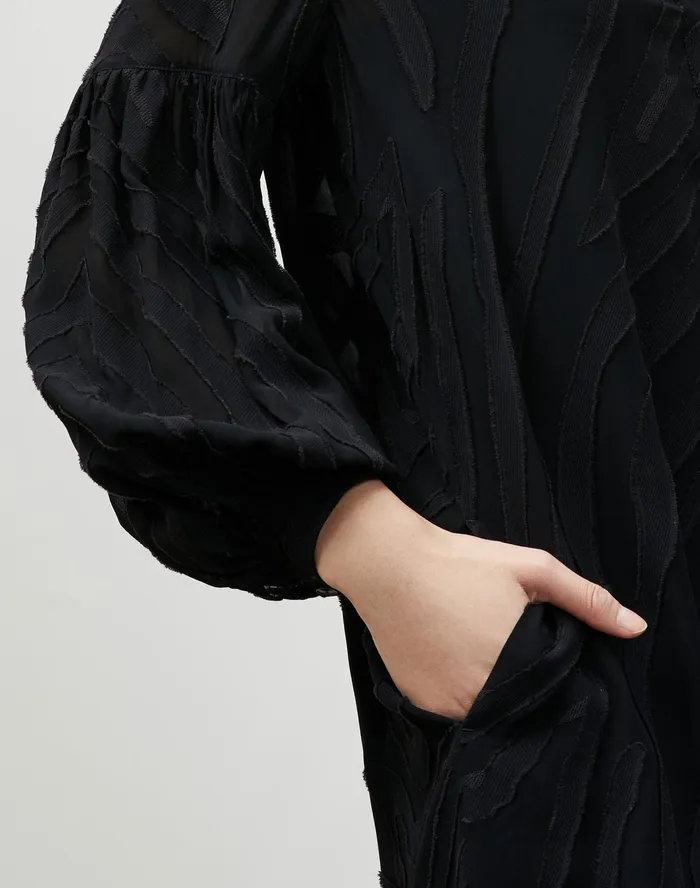 Women Lafayette 148 New York Dresses Maylin Dress In Refined Italian Zevron Jacquard Black