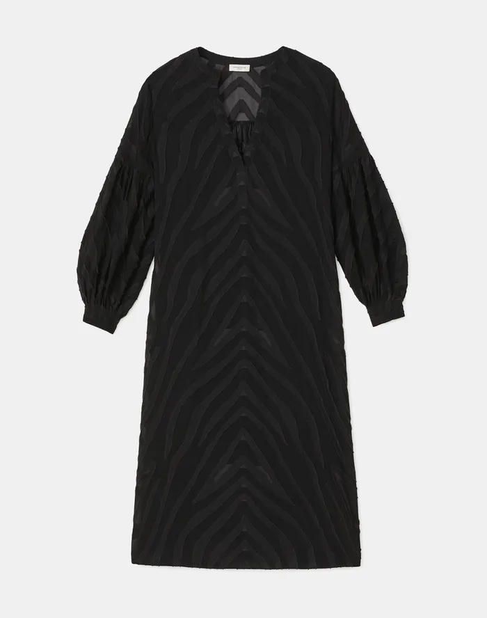 Women Lafayette 148 New York Dresses Maylin Dress In Refined Italian Zevron Jacquard Black