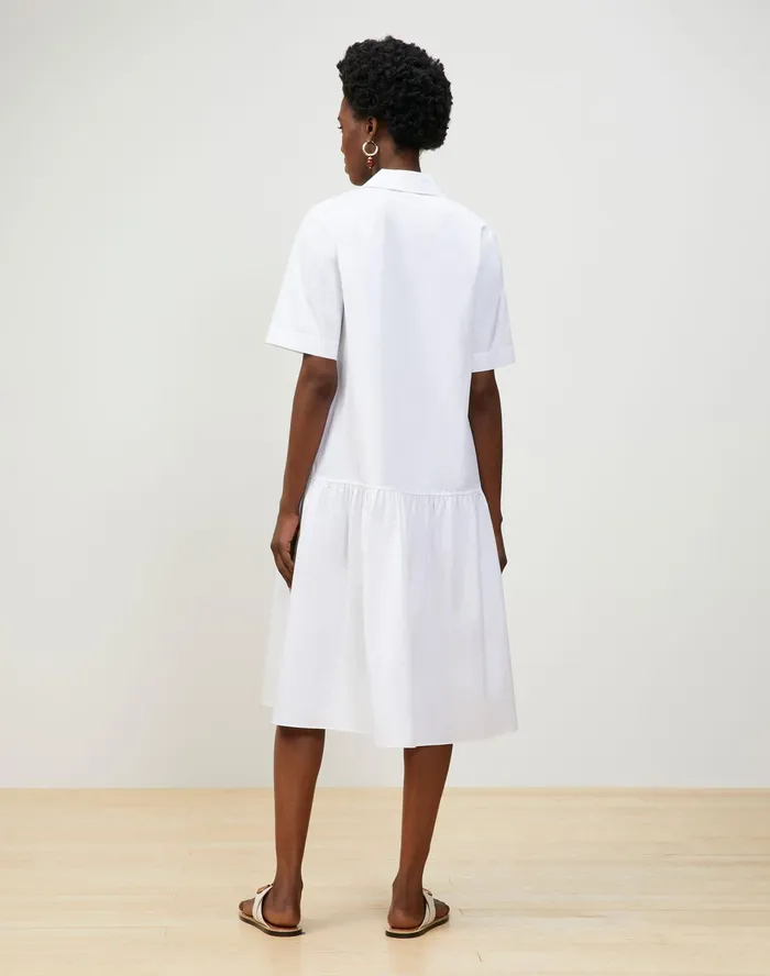 Women Lafayette 148 New York Dresses Orion Shirtdress In Italian Sculpted Kindcotton White