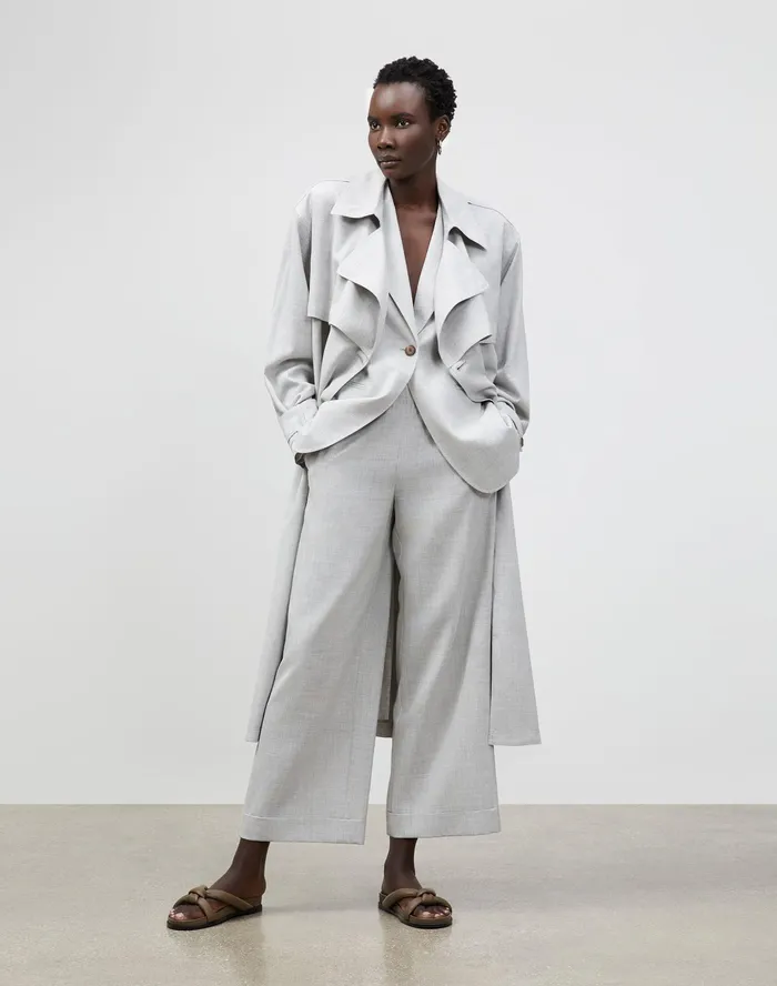 Women Lafayette 148 New York Jackets and Blazers Alton Vest In Italian Tropical Weave Vapor Melange