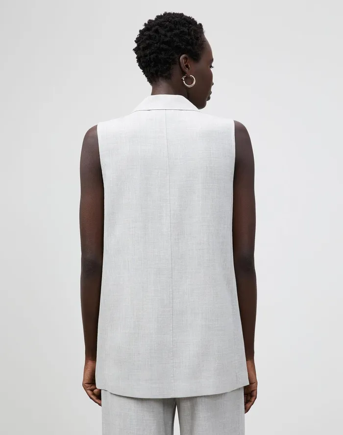 Women Lafayette 148 New York Jackets and Blazers Alton Vest In Italian Tropical Weave Vapor Melange