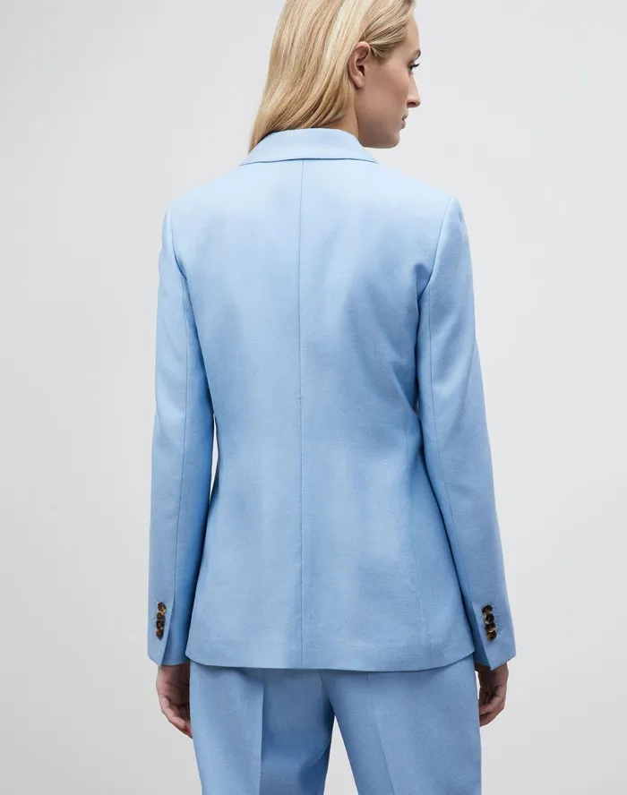 Women Lafayette 148 New York Jackets and Blazers Petite Fae Blazer In Studio Weave Coastal Blue