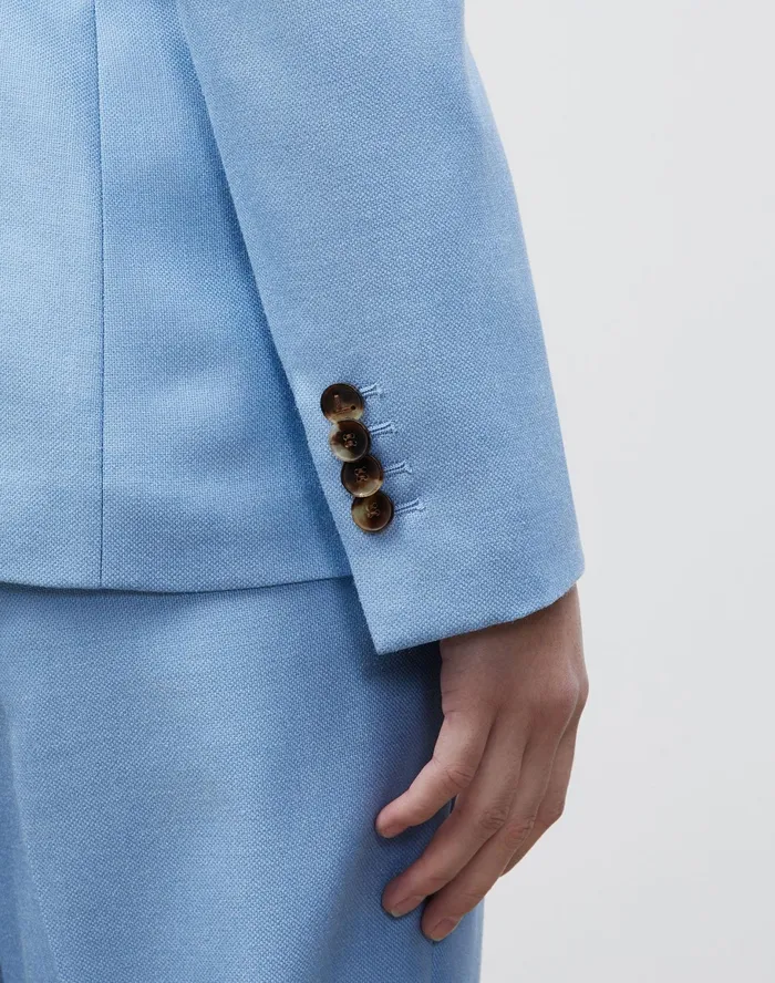Women Lafayette 148 New York Jackets and Blazers Petite Fae Blazer In Studio Weave Coastal Blue