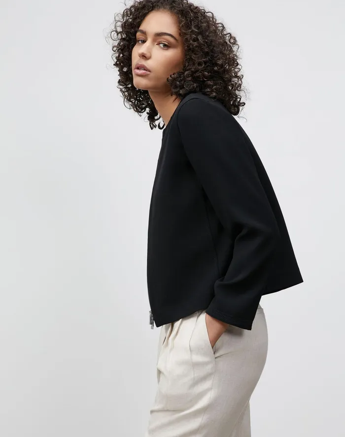 Women Lafayette 148 New York Jackets and Blazers Petite Griffith Jacket In Finesse Crepe Black