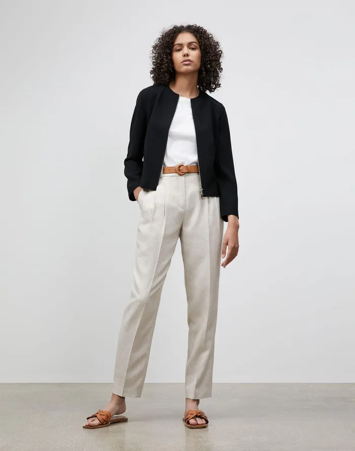 Women Lafayette 148 New York Jackets and Blazers Petite Griffith Jacket In Finesse Crepe Black