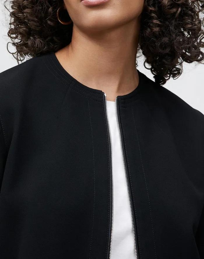 Women Lafayette 148 New York Jackets and Blazers Petite Griffith Jacket In Finesse Crepe Black