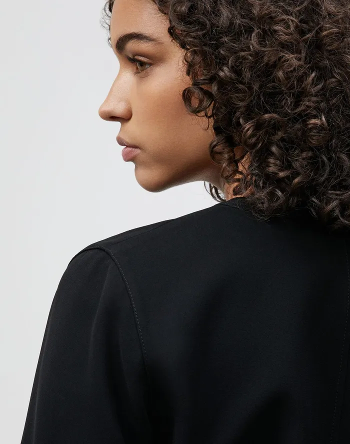 Women Lafayette 148 New York Jackets and Blazers Petite Griffith Jacket In Finesse Crepe Black