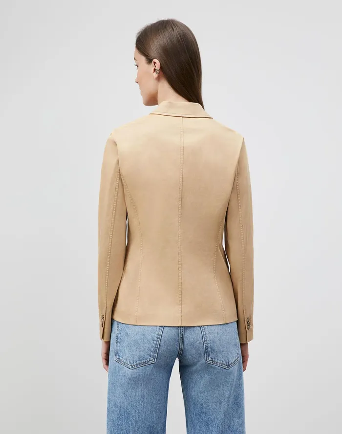 Women Lafayette 148 New York Jackets and Blazers Thatcher Blazer In Skylight Cotton Honeynut