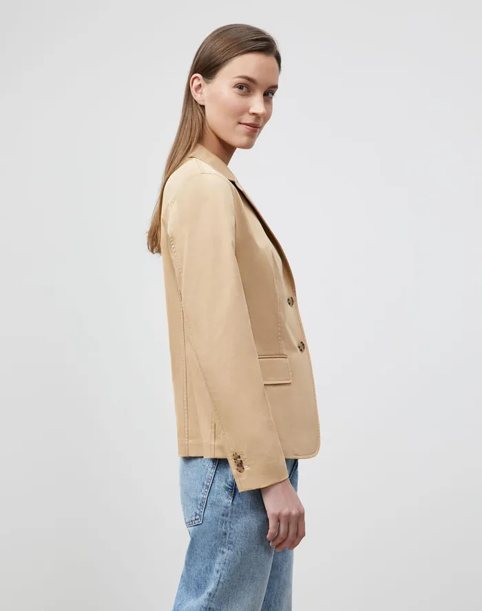 Women Lafayette 148 New York Jackets and Blazers Thatcher Blazer In Skylight Cotton Honeynut