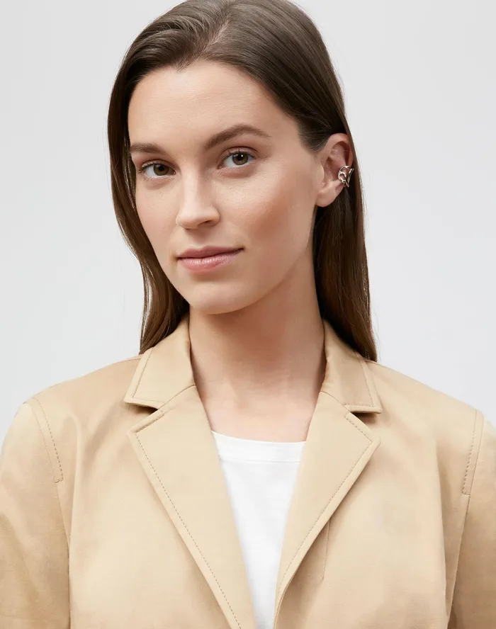 Women Lafayette 148 New York Jackets and Blazers Thatcher Blazer In Skylight Cotton Honeynut