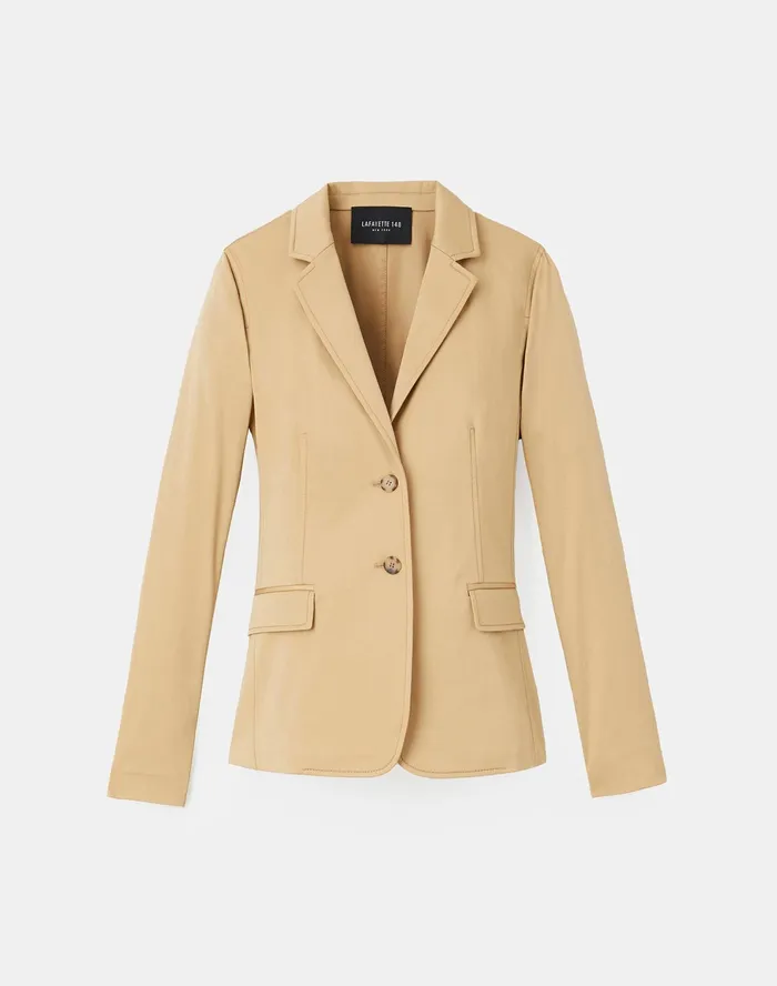 Women Lafayette 148 New York Jackets and Blazers Thatcher Blazer In Skylight Cotton Honeynut