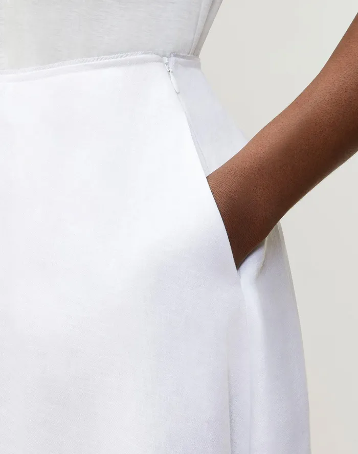 Women Lafayette 148 New York Skirts Helena Midi Skirt In Embroidered Summer Linen White