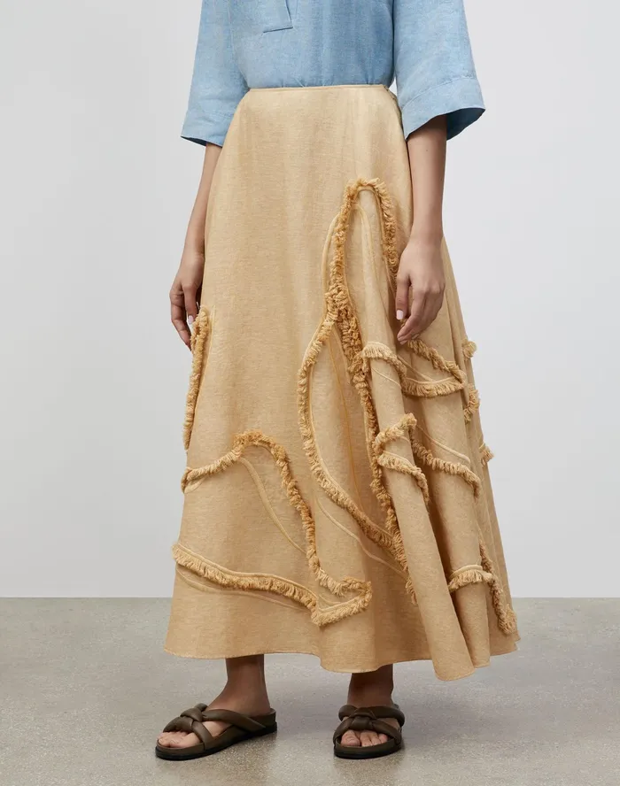 Women Lafayette 148 New York Skirts Helena Skirt In Eyelash Embellished Summer Linen Honeynut Women Lafayette 148 New York Skirts Helena Skirt In Eyelash Embellished Summer Linen Honeynut