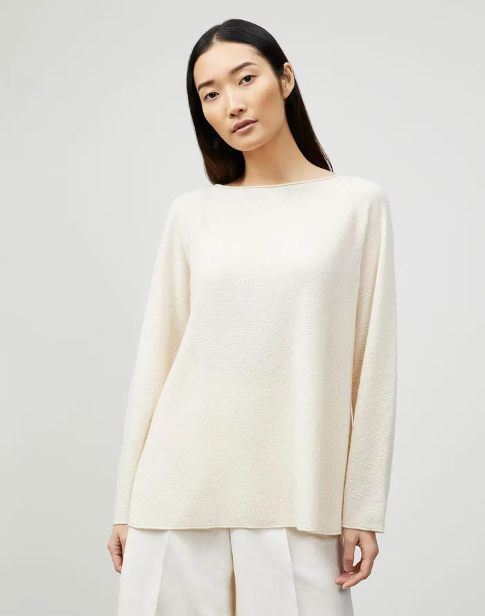 Women Lafayette 148 New York Sweaters Petite KindCashmere Textured Stitch Bateau Neck Sweater Creme Fraiche Melange Women Lafayette 148 New York Sweaters Petite KindCashmere Textured Stitch Bateau Neck Sweater Creme Fraiche Melange