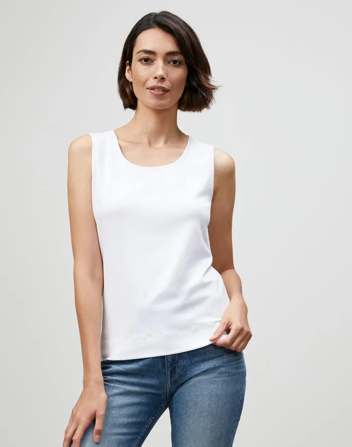 Women Lafayette 148 New York Tops and Tees PlusSize Swiss Cotton Rib Scoop Neck Tank White Women Lafayette 148 New York Tops and Tees PlusSize Swiss Cotton Rib Scoop Neck Tank White