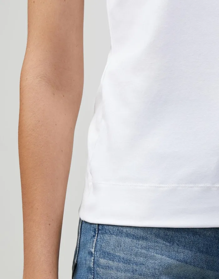 Women Lafayette 148 New York Tops and Tees PlusSize Swiss Cotton Rib Scoop Neck Tank White