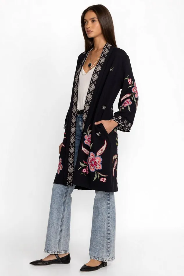 Women LIBBI FRENCH TERRY KIMONO COAT Black Johnny Was Kimonos Women LIBBI FRENCH TERRY KIMONO COAT Black Johnny Was Kimonos