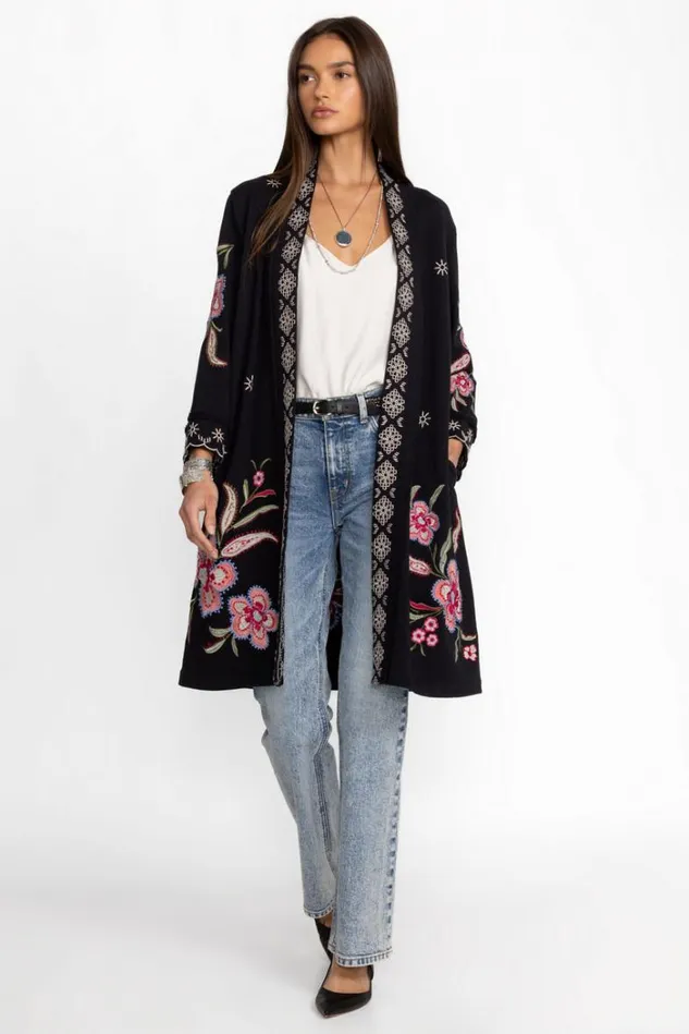 Women LIBBI FRENCH TERRY KIMONO COAT Black Johnny Was Kimonos Women LIBBI FRENCH TERRY KIMONO COAT Black Johnny Was Kimonos