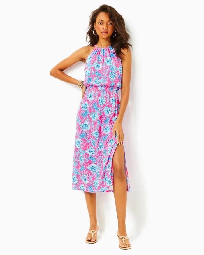 Women Lilly Pulitzer Dresses Carlynn Satin Maxi Bow Dress True Navy Women Lilly Pulitzer Dresses Carlynn Satin Maxi Bow Dress True Navy