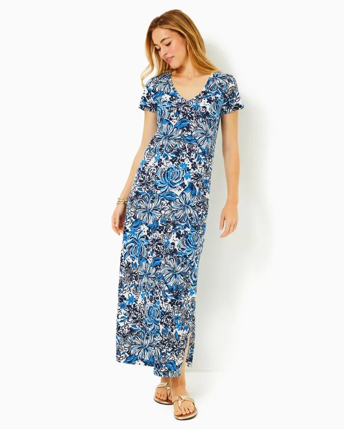 Women Lilly Pulitzer Dresses Carlynn Satin Maxi Bow Dress True Navy Women Lilly Pulitzer Dresses Carlynn Satin Maxi Bow Dress True Navy