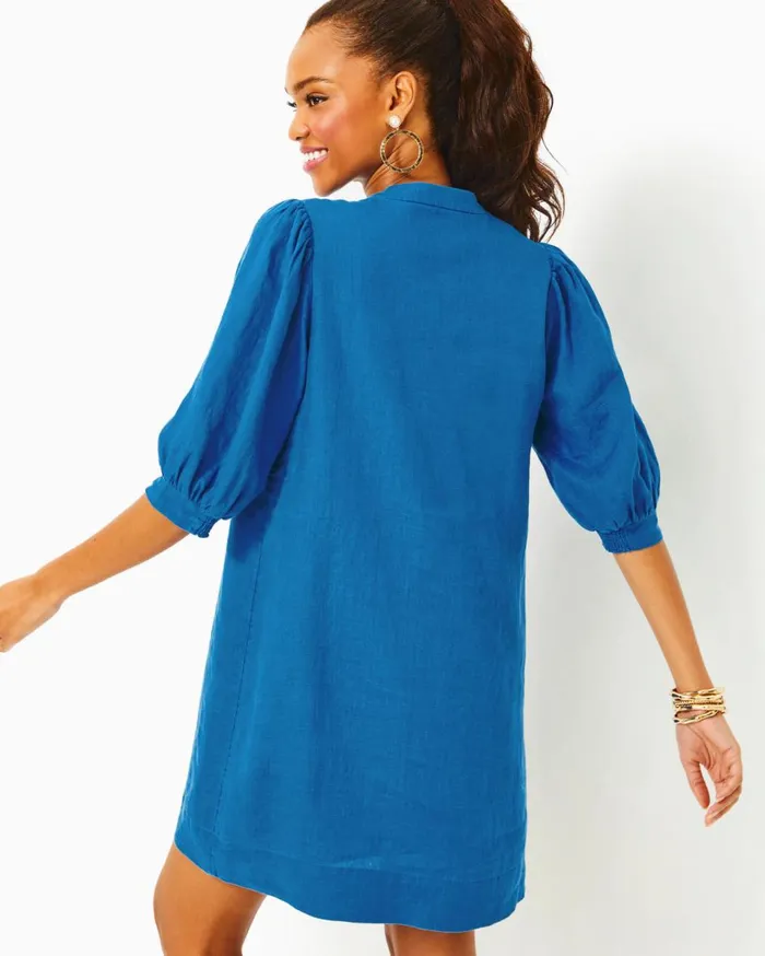 Women Lilly Pulitzer Dresses Jazmyn Linen Tunic Dress Lunar Blue Bimini Stripe Women Lilly Pulitzer Dresses Jazmyn Linen Tunic Dress Lunar Blue Bimini Stripe