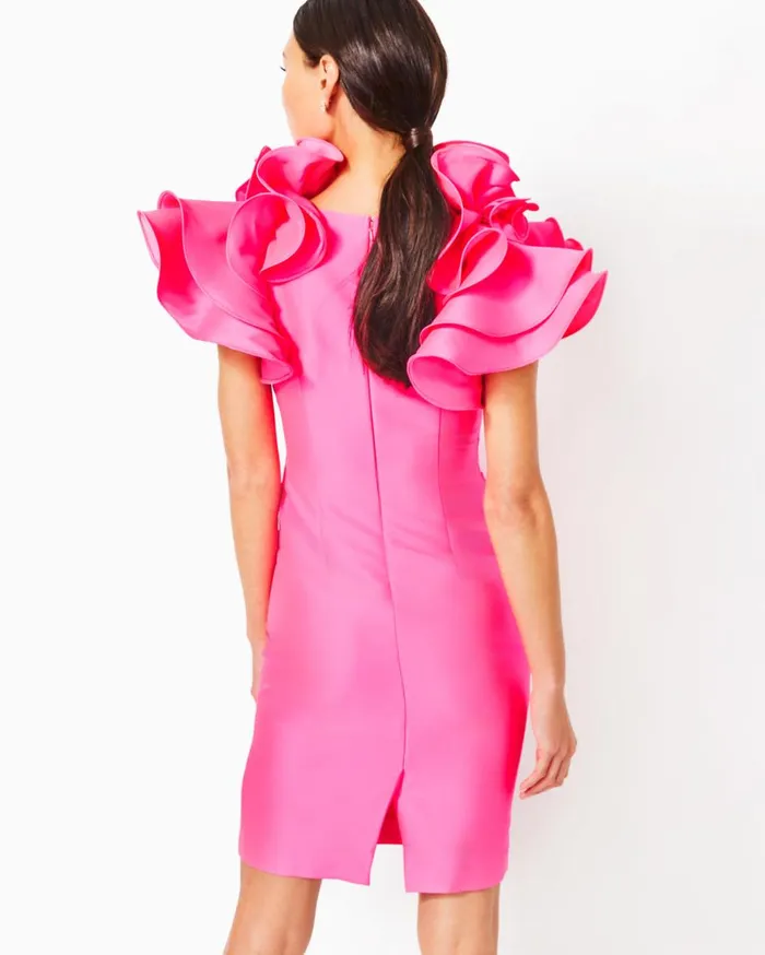 Women Lilly Pulitzer Dresses Lilly Pulitzer X Badgley Mischka Honor Ruffle Dress Roxie Pink Women Lilly Pulitzer Dresses Lilly Pulitzer X Badgley Mischka Honor Ruffle Dress Roxie Pink
