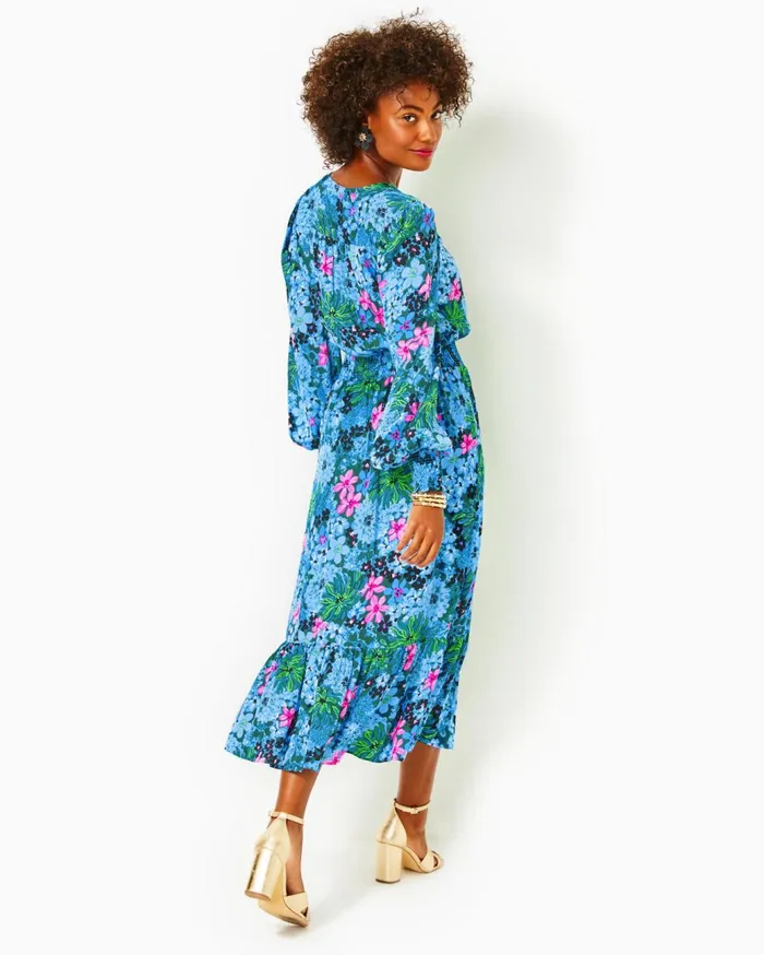 Women Lilly Pulitzer Dresses Loubella Smocked Midi Dress Multi Soiree All Day Women Lilly Pulitzer Dresses Loubella Smocked Midi Dress Multi Soiree All Day