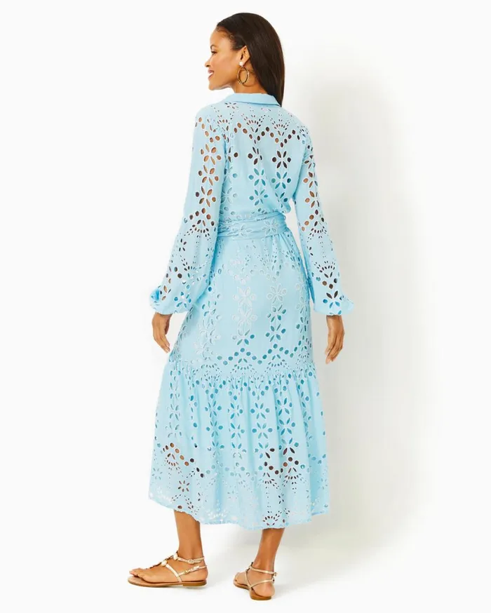Women Lilly Pulitzer Dresses Zia Eyelet Midi Shirtdress True Navy Soiree Eyelet Women Lilly Pulitzer Dresses Zia Eyelet Midi Shirtdress True Navy Soiree Eyelet