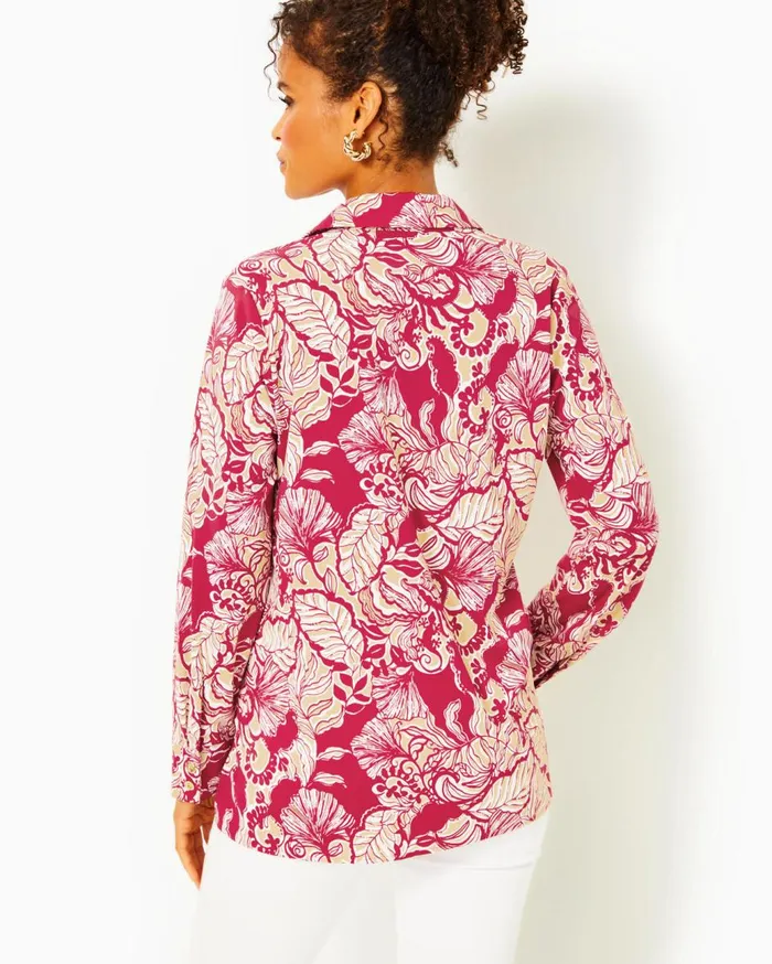 Women Lilly Pulitzer Tops UPF 50 Giavana Tunic Alba Blue Cruisin Together