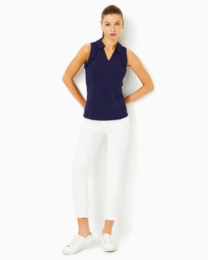 Women Lilly Pulitzer Tops UPF 50 Luxletic Martina Polo Top Resort White