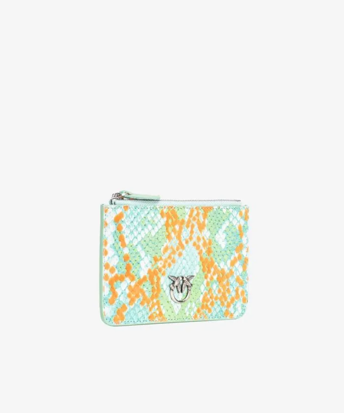 Women Limited Edition Pinko PINKO Galleria Flat Pouch In Reptile Skin Multgreenorangeold Silver Women Limited Edition Pinko PINKO Galleria Flat Pouch In Reptile Skin Multgreenorangeold Silver