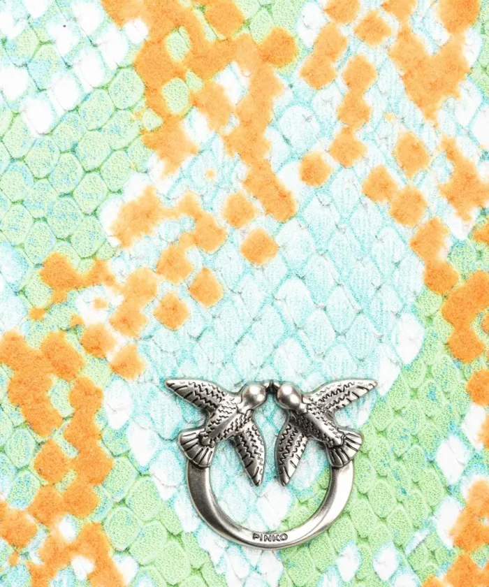 Women Limited Edition Pinko PINKO Galleria Flat Pouch In Reptile Skin Multgreenorangeold Silver Women Limited Edition Pinko PINKO Galleria Flat Pouch In Reptile Skin Multgreenorangeold Silver