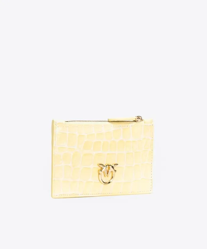 Women Limited Edition Pinko PINKO Galleria Shiny Crocprint Card Holder Haylightgold Women Limited Edition Pinko PINKO Galleria Shiny Crocprint Card Holder Haylightgold