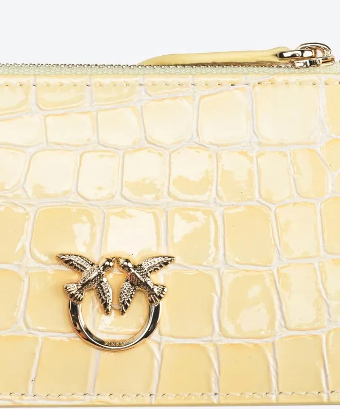 Women Limited Edition Pinko PINKO Galleria Shiny Crocprint Card Holder Haylightgold Women Limited Edition Pinko PINKO Galleria Shiny Crocprint Card Holder Haylightgold