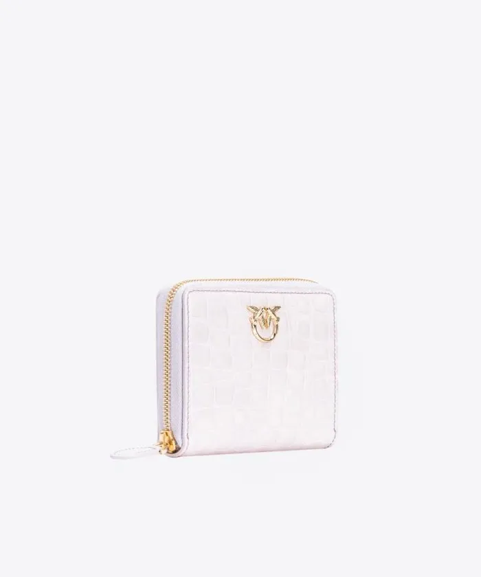 Women Limited Edition Pinko PINKO Galleria Square Ziparound Wallet In Shiny Crocprint Leather Lilaclightgold Women Limited Edition Pinko PINKO Galleria Square Ziparound Wallet In Shiny Crocprint Leather Lilaclightgold