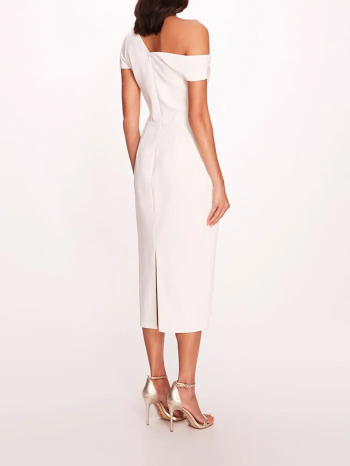 Women Marchesa Dresses Asymmetrical Crepe Midi Dress Ivory Women Marchesa Dresses Asymmetrical Crepe Midi Dress Ivory