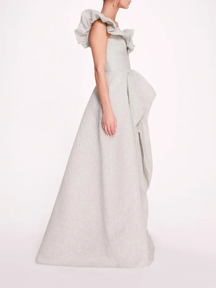 Women Marchesa Dresses Cloque Draped Gown Mint Women Marchesa Dresses Cloque Draped Gown Mint