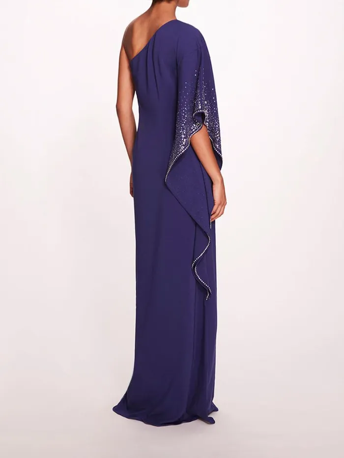 Women Marchesa Dresses One Shoulder Kaftan Navy Women Marchesa Dresses One Shoulder Kaftan Navy