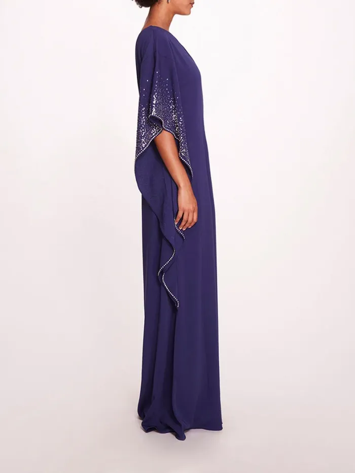 Women Marchesa Dresses One Shoulder Kaftan Navy Women Marchesa Dresses One Shoulder Kaftan Navy